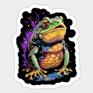 Toad lots of color splash purple green nature lovers Sticker